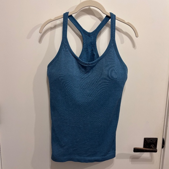 Lululemon Power Y Tank Heathered Dark Teal-10 - Picture 1 of 4